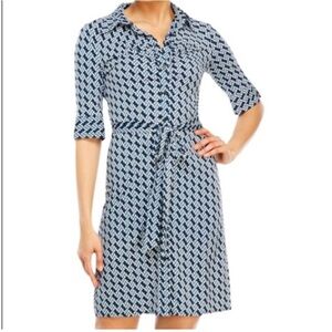 Laundry by Shelli Segal Geometric Print Shirt Dress with Belt Size 6